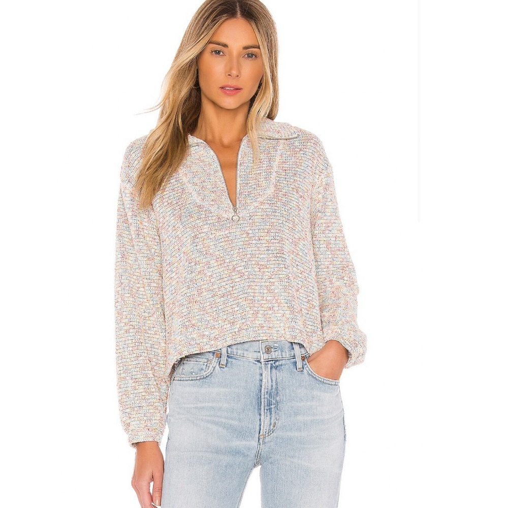 SAYLOR Multicolored Lexington Short Pullover Sweater Quarter Zip Small